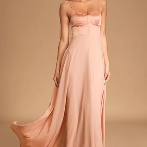 Blush pink Satin formal Bustier Maxi Dress from Lulu’s size M BNWT